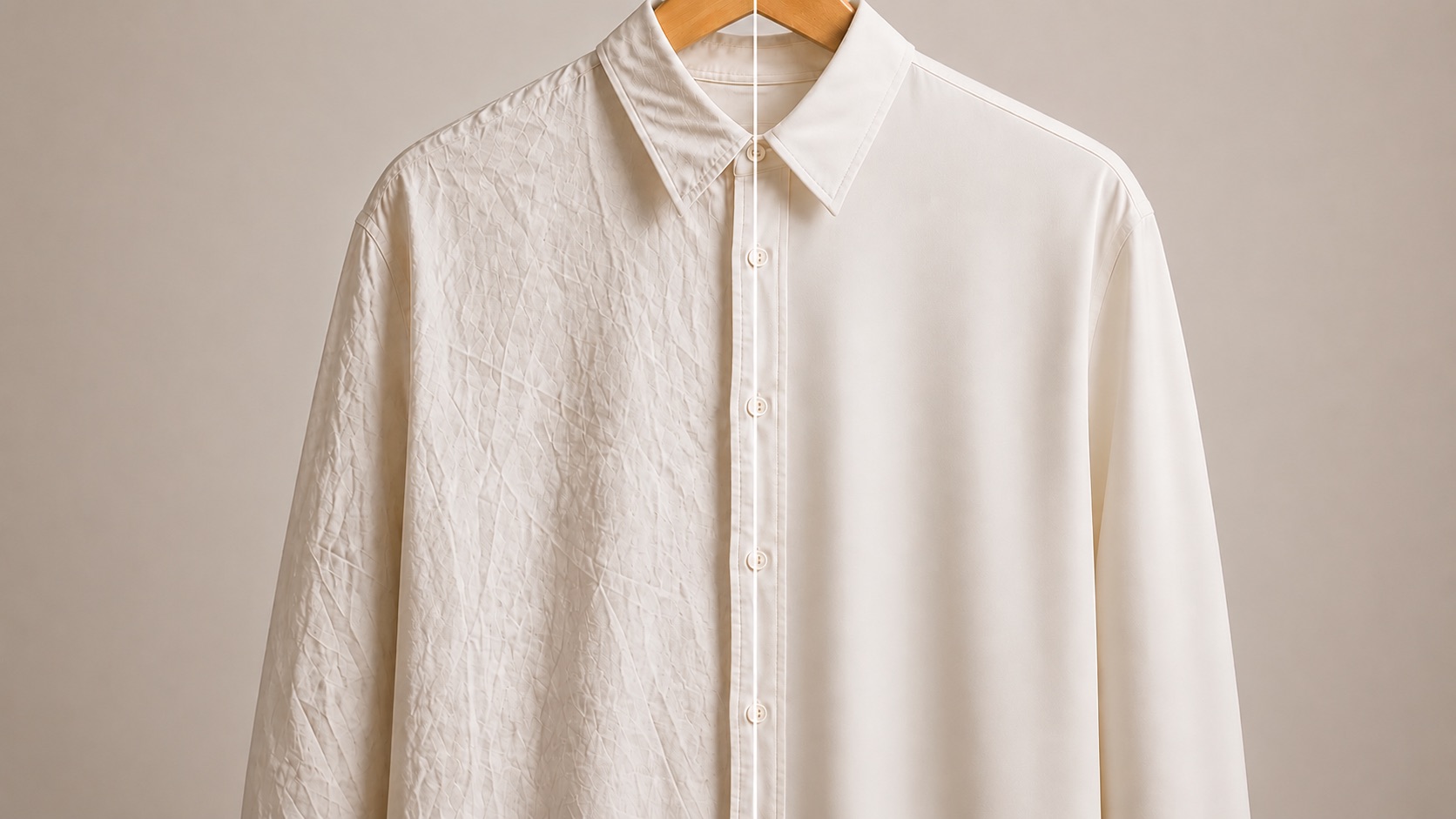 Avant après chemise défroissée avec le défroisseur vapeur Clynea SteamOne